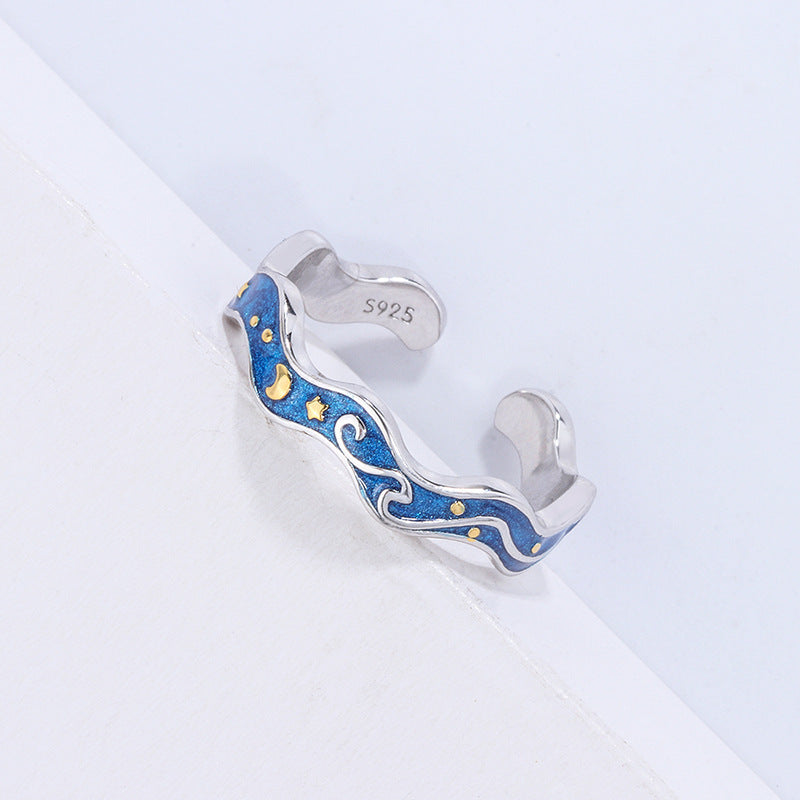 Blue Epoxy Ring Couple Ring