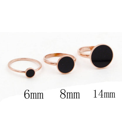 Black Round Index Finger Ring Female Trendy Titanium Steel Color Gold Plated Rose Gold Bracelet